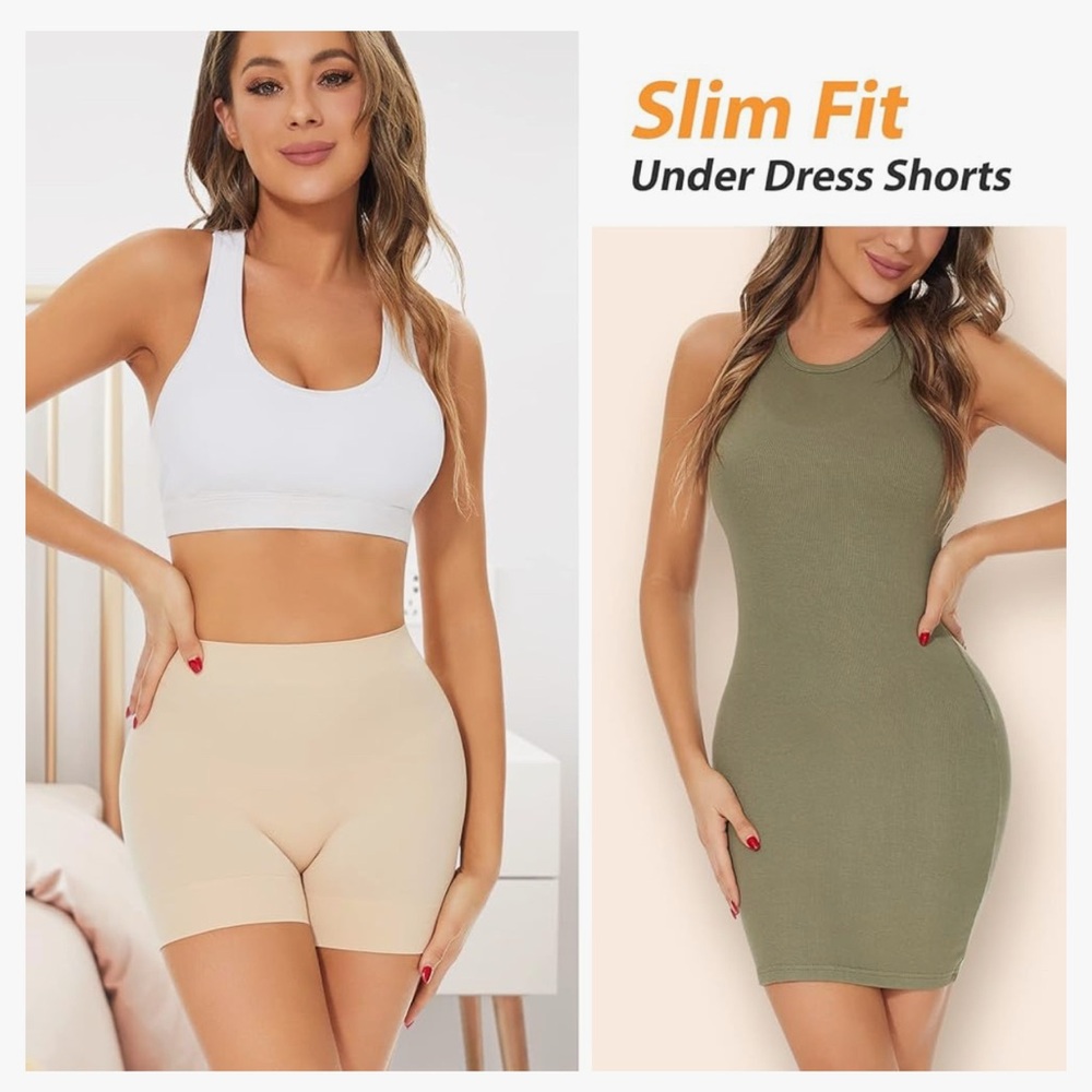 Seamless High-Waist Shapewear Shorts - Cream Small New - Picture 3 of 5